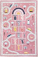 Vista 4 de Alfombra de juego para niños, alfombra de automóvil de Hopscotch de 5 x 8 pies, extra grande para dormitorio de niñas, aula, aprendizaje educativo