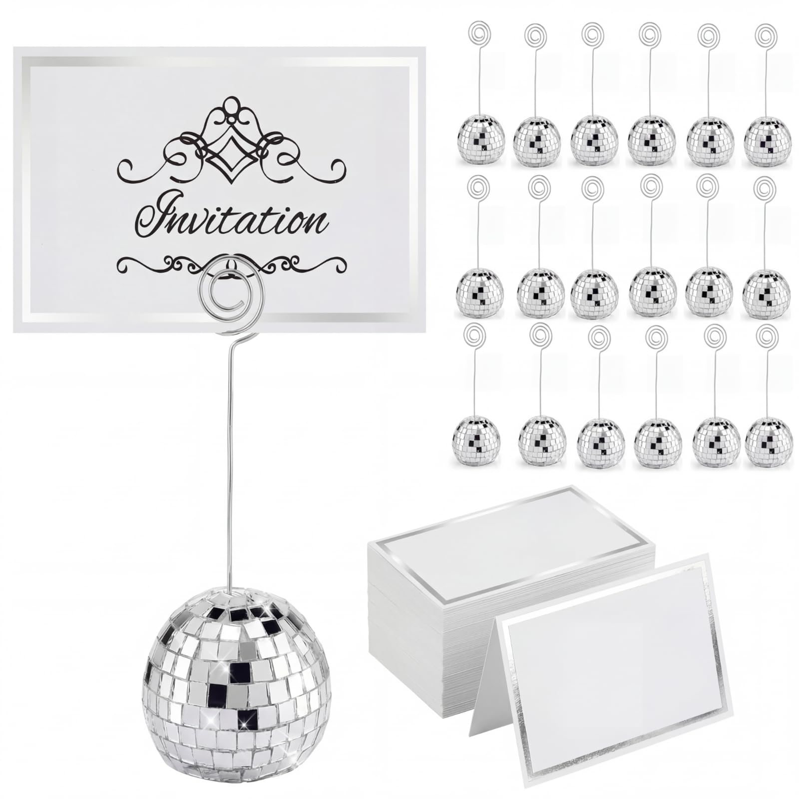 Photo 1 of Maitys Disco Ball Table Number Holders, Silver, 2 Inch