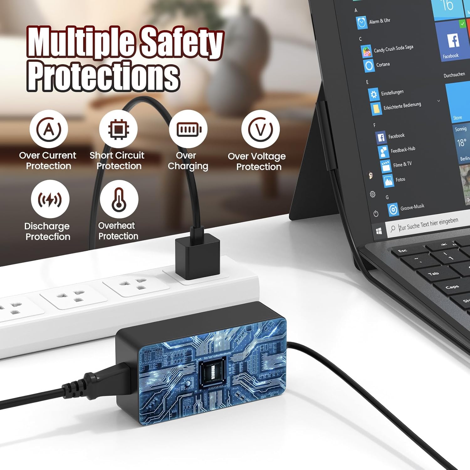 Surface Pro Charger 44W Compatible with Microsoft Surface Pro 7 6 5 4 3, Surface Laptop 3 2 1, Surface Go, Surface Book Power Adapter 15V 2.58A Magnetic Connector with USB Port, Replacement Charger