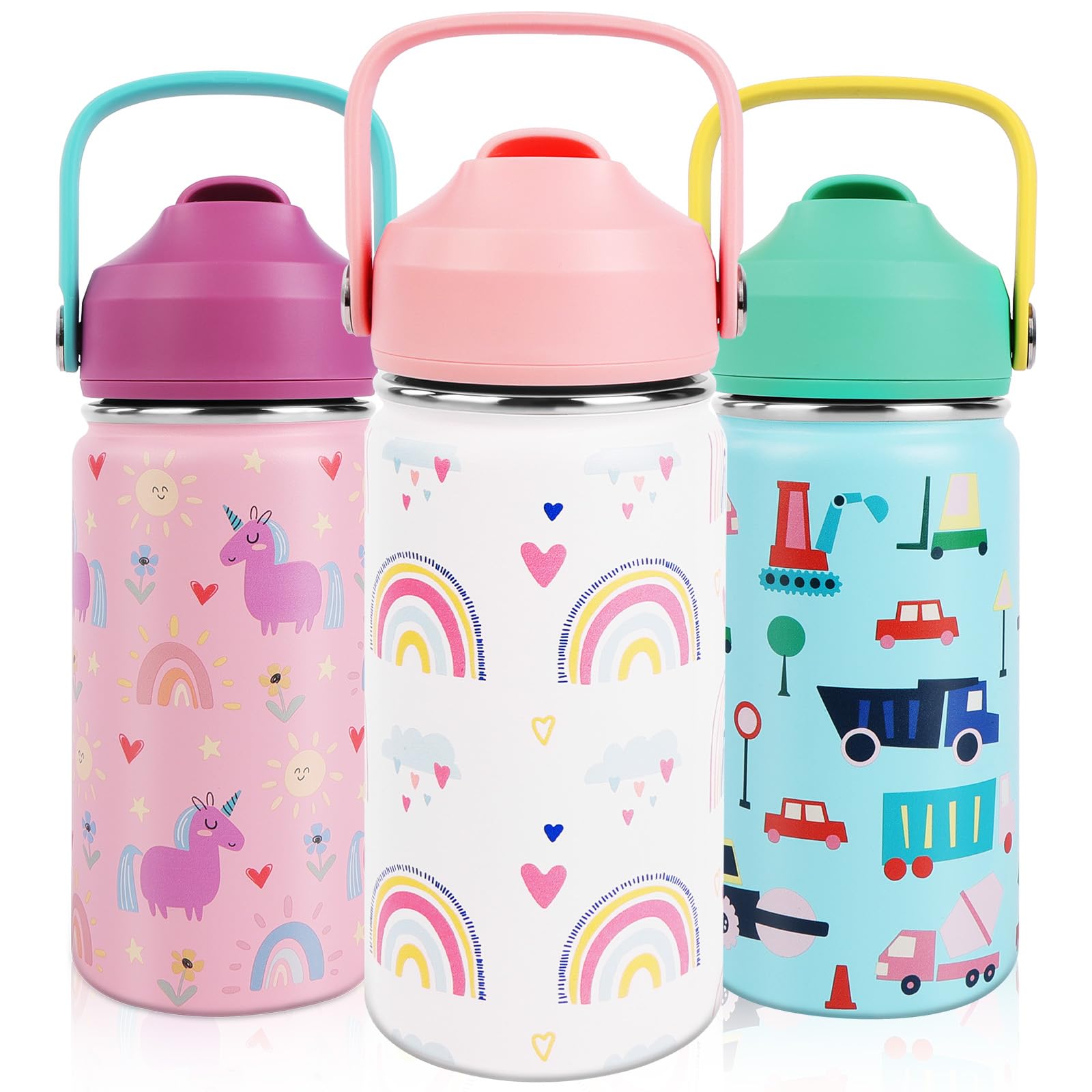 Borraccia Bambini Acciaio Inox 350ml Termica Senza BPA Cannuccia