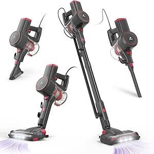 Girnoor Corded Stick Vacuum Cleaner, Powerful 600W 20Kpa Stick Vacuum with LED Floor Brush 6-in-1 Self-Standing&Multi-Tool, Lightweight Handheld Vacuum for Hardwood Floor Carpet Pet Hair G160