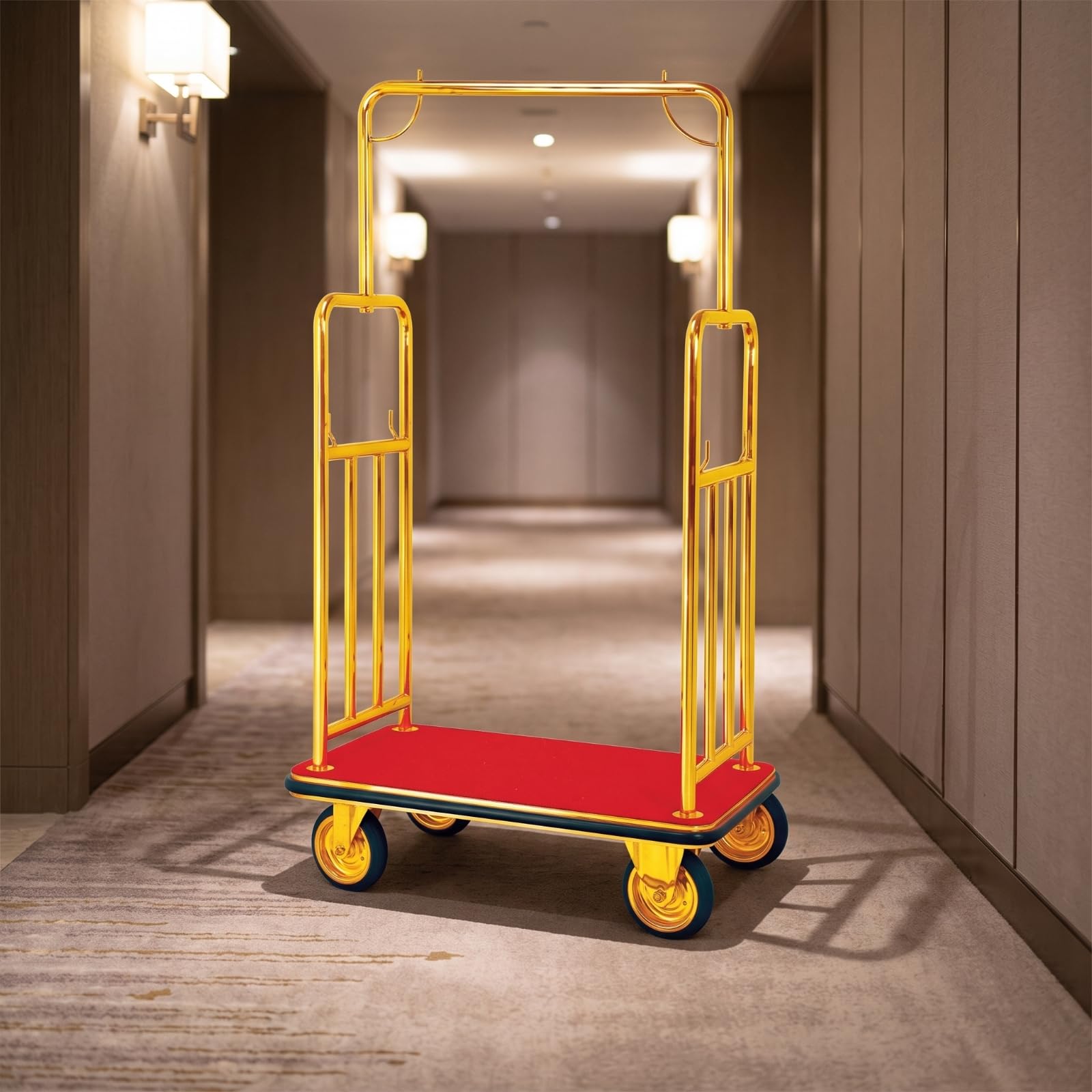 Carro Portaequipajes de Hotel Carrito Maletero Carro de Equipaje Carrito de Botones con Estructura Vertical para Manejo Cómodo y Seguro Adecuado para