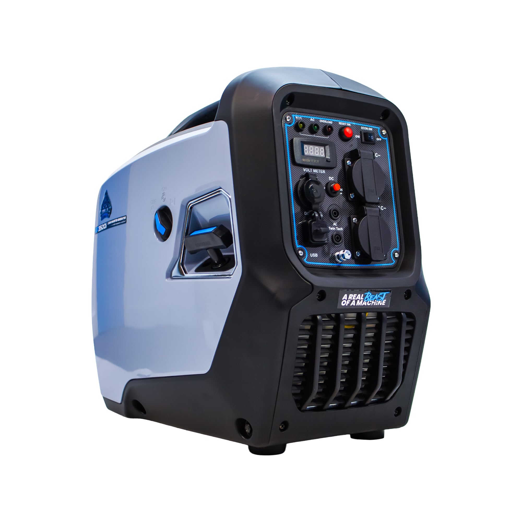 Equip2clean Grey / Black Gorilla Power 3500W Inverter Suitcase Generator | Portable & Quiet | 14-Hour Runtime | Petrol-Powered | Electric Generator For Home, Outdoor Use, & Emergency Use | Gp3500i