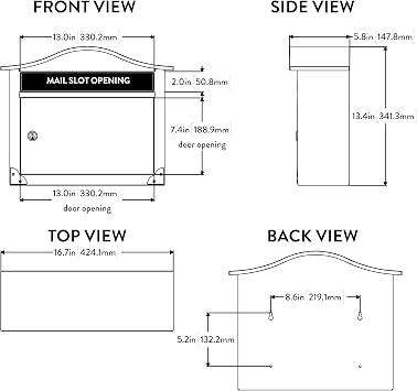 Architectural Mailboxes Saratoga Locking Wall Mount Mailbox, Black, Medium