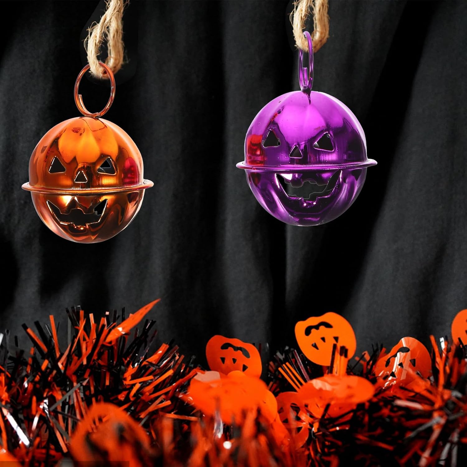 Halloween Pumpkin Bells Small Metal Jingle Bells for Party Decor Craft Supplies with Clear Sound Mini Pumpkin Bell Pendant for DIY Crafts and Holiday Hanging Decorations