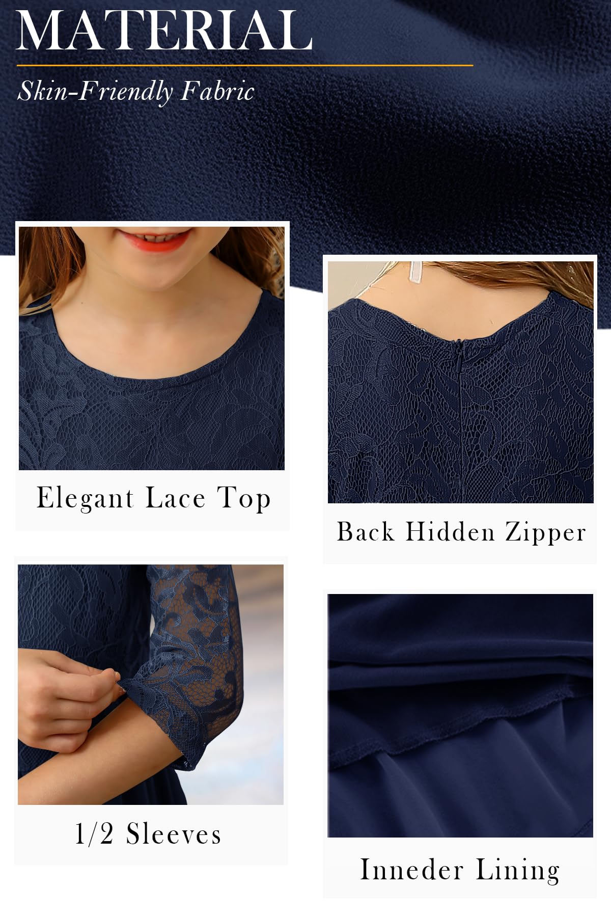 HOSIKA Blumenmädchenkleid, elegant, Spitze, Geburtstag, Hochzeit, Party, Maxikleid