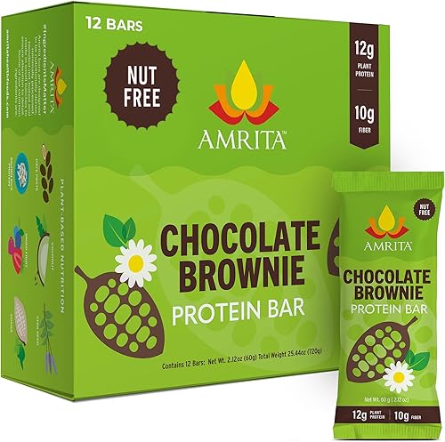 Vista 12 de Amrita Barras de quinua de chocolate negro, veganas, sin gluten, altas en proteínas, 0.53 oz de proteína a base de plantas, alta fibra, sin maní ni