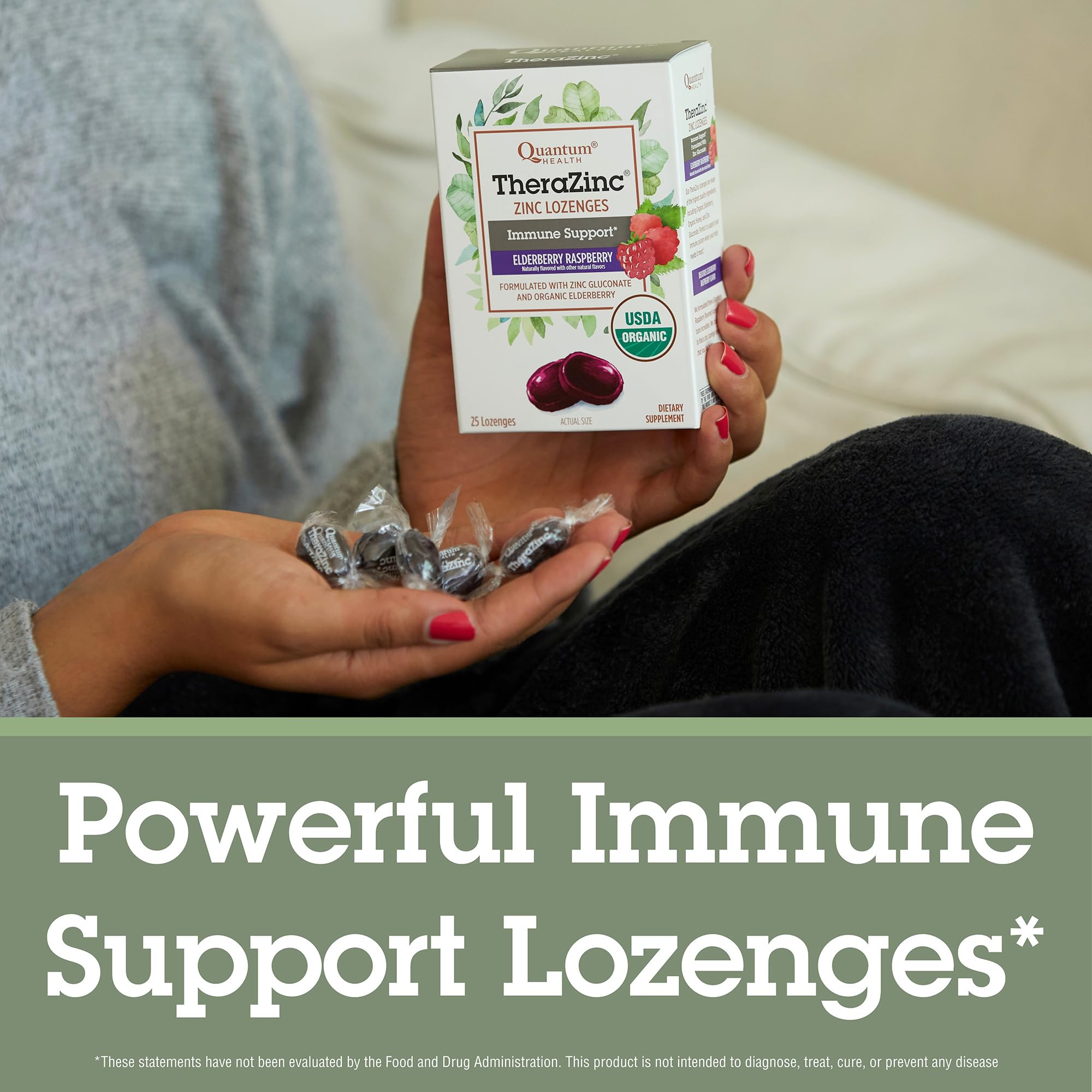 Quantum Health TheraZinc Organic Immune Support Elderberry, 25 Lozenges — Amazon image 3