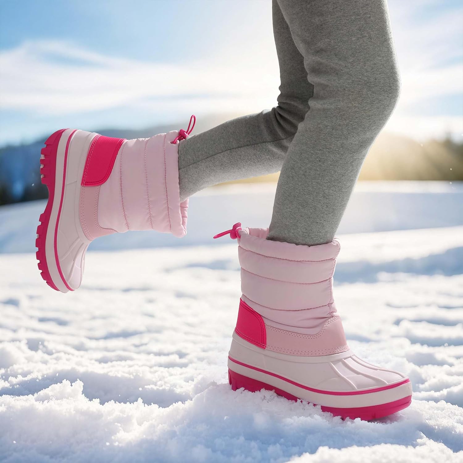 DREAM PAIRS Boys Girls Snow Boots Water-Resistant Outdoor Warm Cozy Anti-Slip Mid Calf Faux Fur Lining Winter Shoes for Toddler/Little/Big Kids