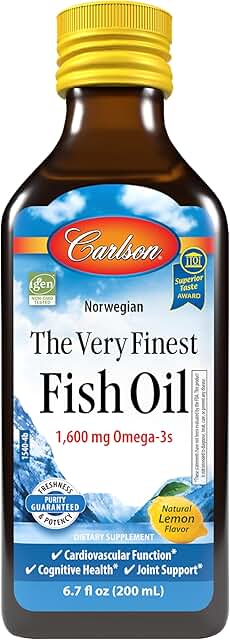 Carlson - The Very Finest Fish Oil, 1600 mg Omega-3s, Liquid Fish Oil Su...
