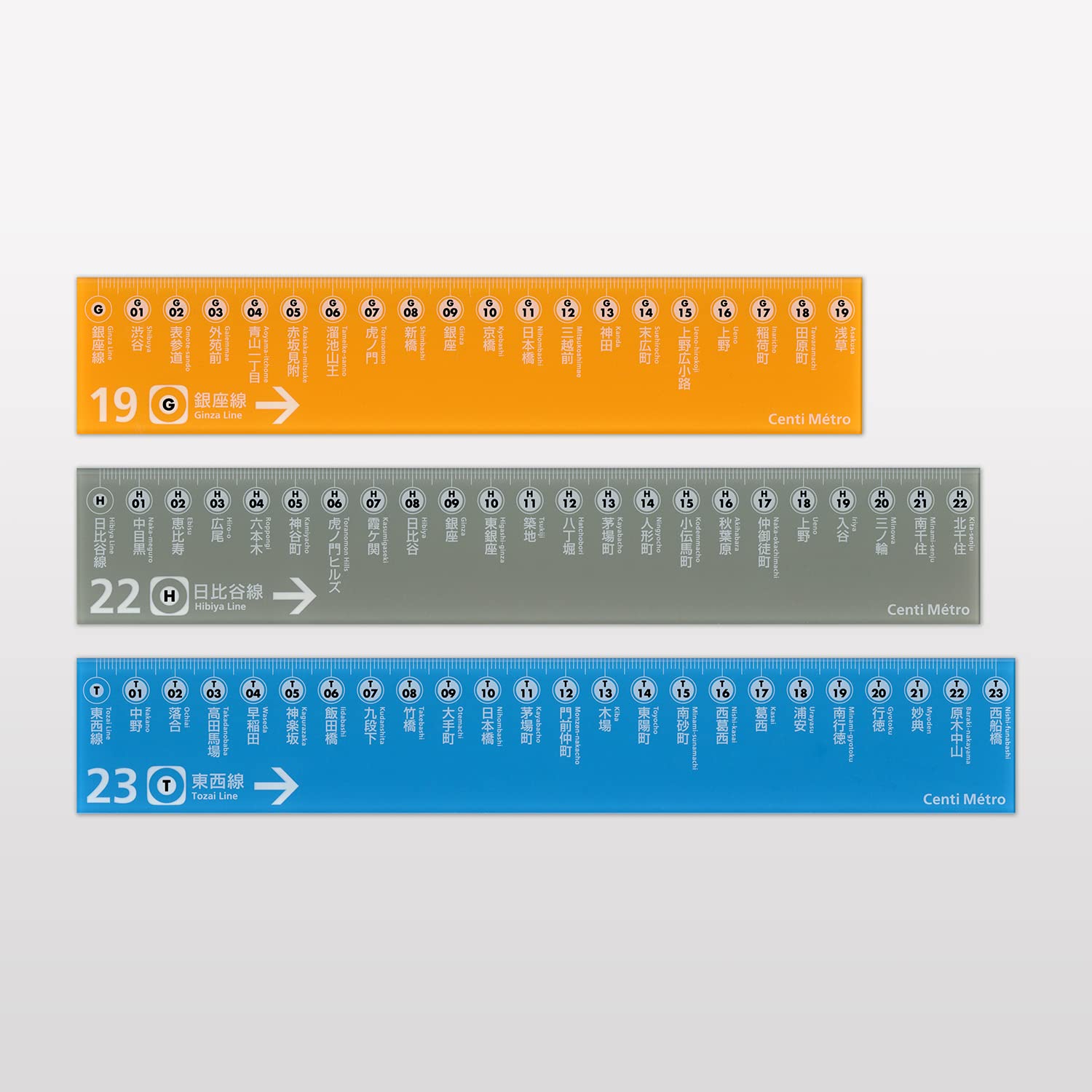 Amazon | クンペル 定規 22cm センチメトロ 日比谷線 KPCM111 灰色