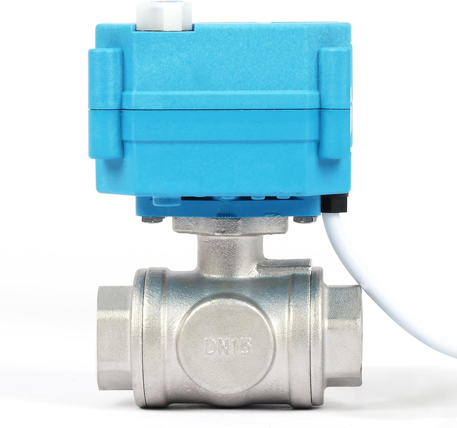 U.S. Solid 1/2" 3 Way Stainless Steel Motorized Ball Valve with Manual Function, T Type Water Shutoff Valve, AC/DC 9-24V