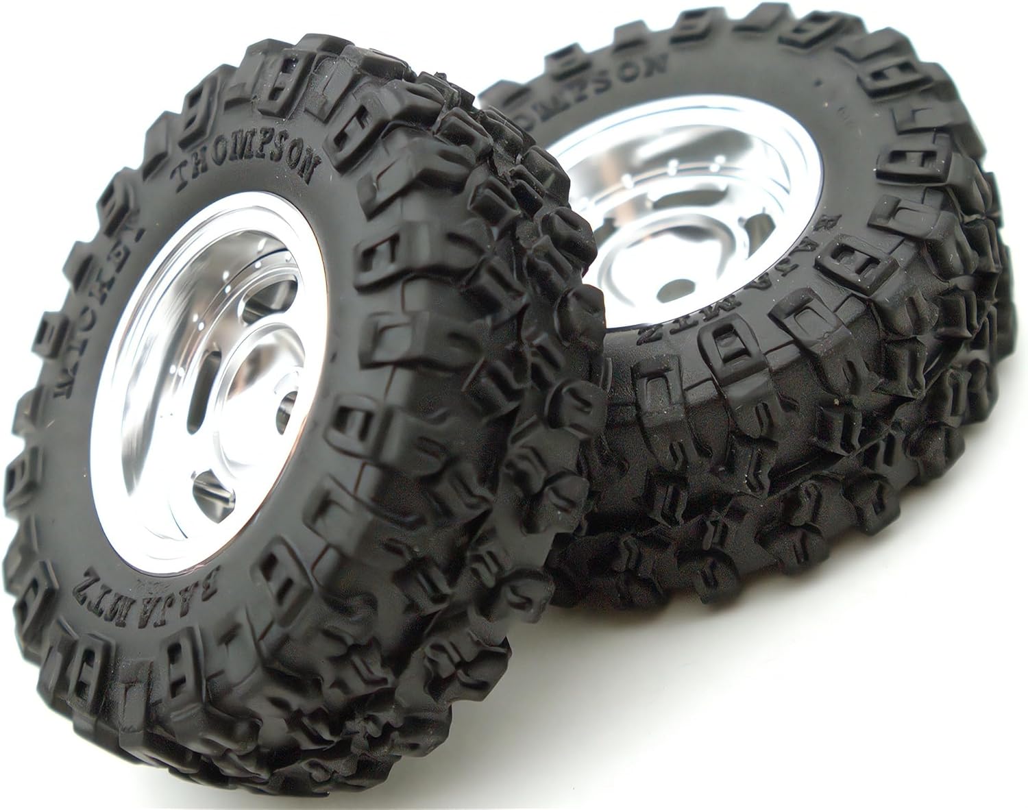 Rc 1.0 Beadlock Wheel Tires Set -2mm Offset Wheel Rims for 1/18 1/24 RC Crawler Car Axial SCX24 AX24 TRX4M FCX24 Upgrade TW1002 (Silver)