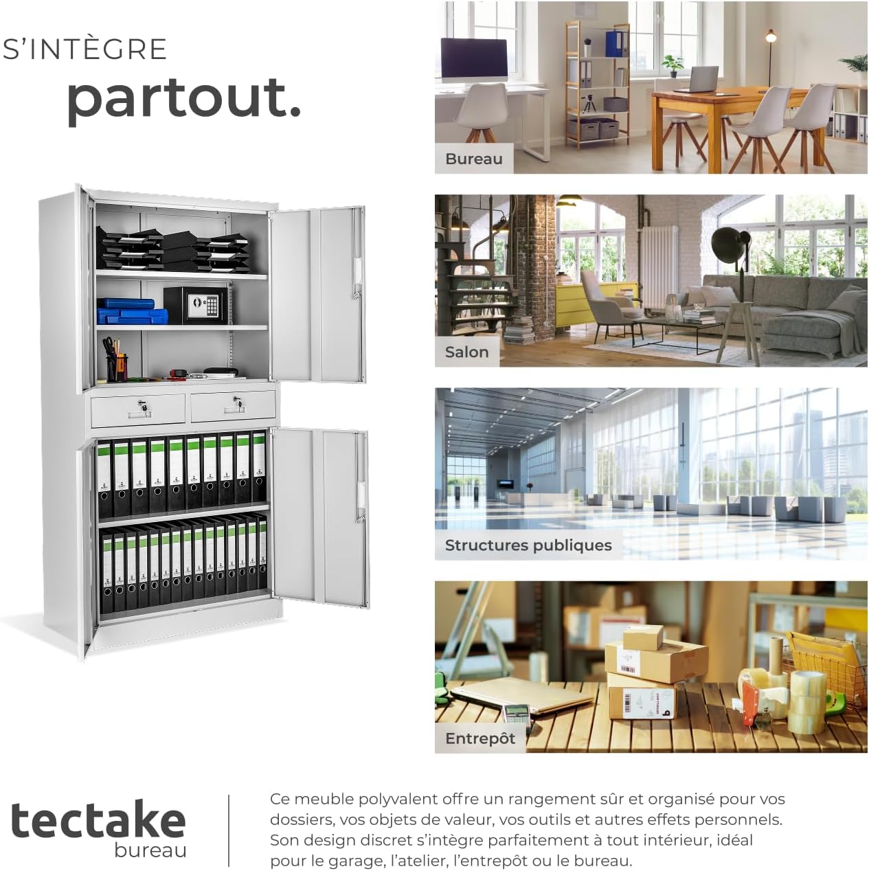 Close-up of the adjustable shelf support mechanism and a lock with keys.