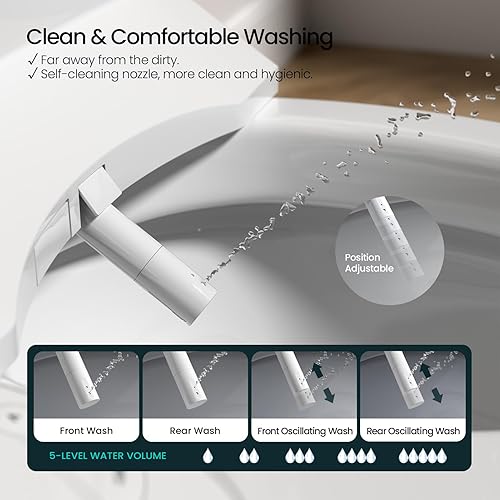 Miniatura 4 de R&T V2601 Asiento de bidé eléctrico para inodoro alargado, asiento de inodoro inteligente con asiento calefactado, temperatura ajustable, secador de