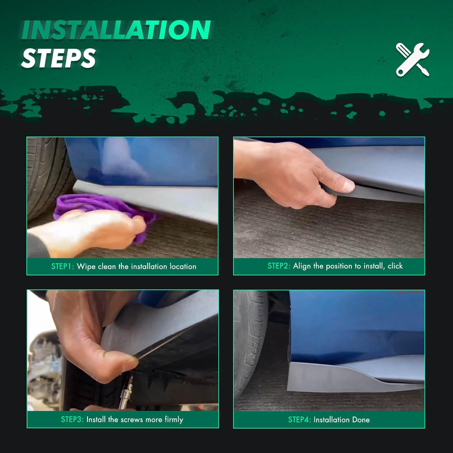 SCITOO Glossy Black ABS Universal Side Skirt Rocker Splitters Winglet Canard Diffuser