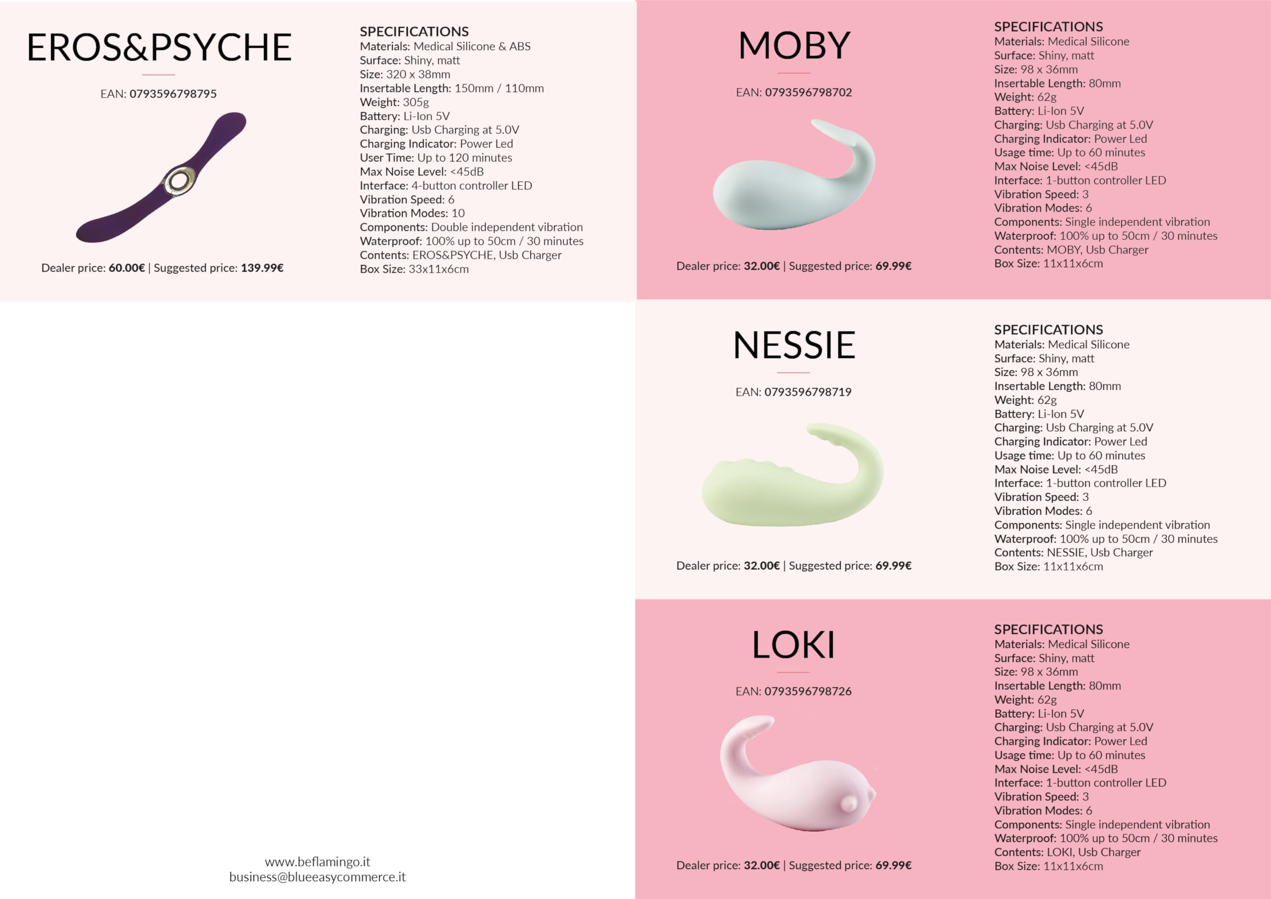 Blanche Rabbit Vibratore 2in1 BeFlamingo Design Italiano per clitoride punto G vaginale anale