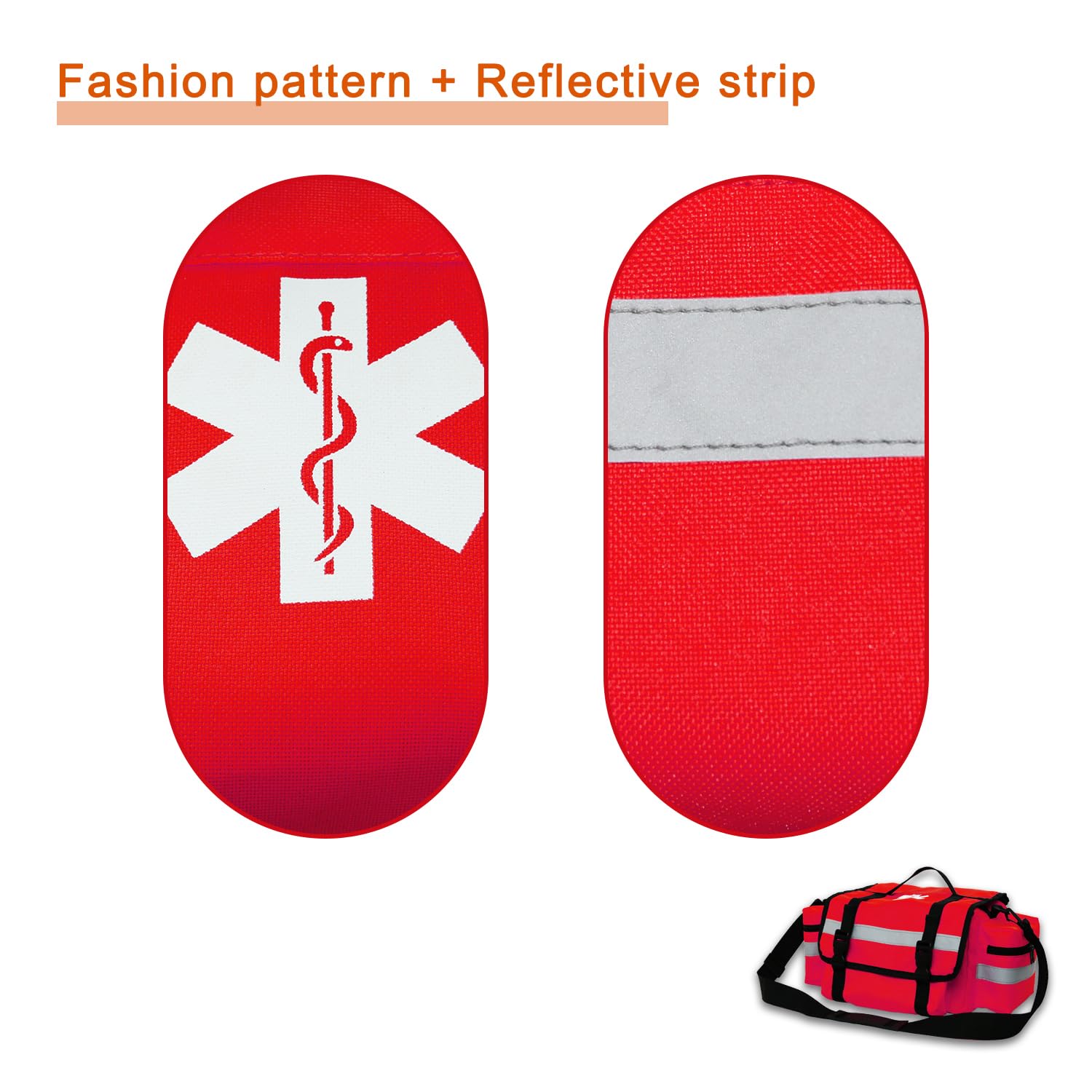 Bolsa vacía de primeros auxilios, bolsa de emergencia, kit de trauma EMS/EMT con tira reflectante para enfermeras, escuadrones de rescate, emergencias de rescate, viajes (rojo)