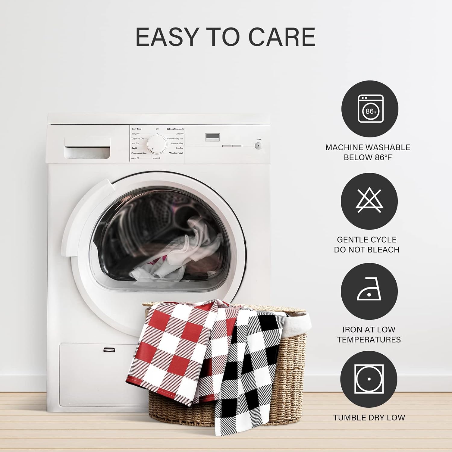 Simple Deluxe 2 Panels Set Blackout Buffalo Plaid Curtains Panels for Bedroom, Living Room, Patio Sliding Door, 95 inches Drop Thermal Insulated Grommet Drapes, 37" W x 95" L, Black&White