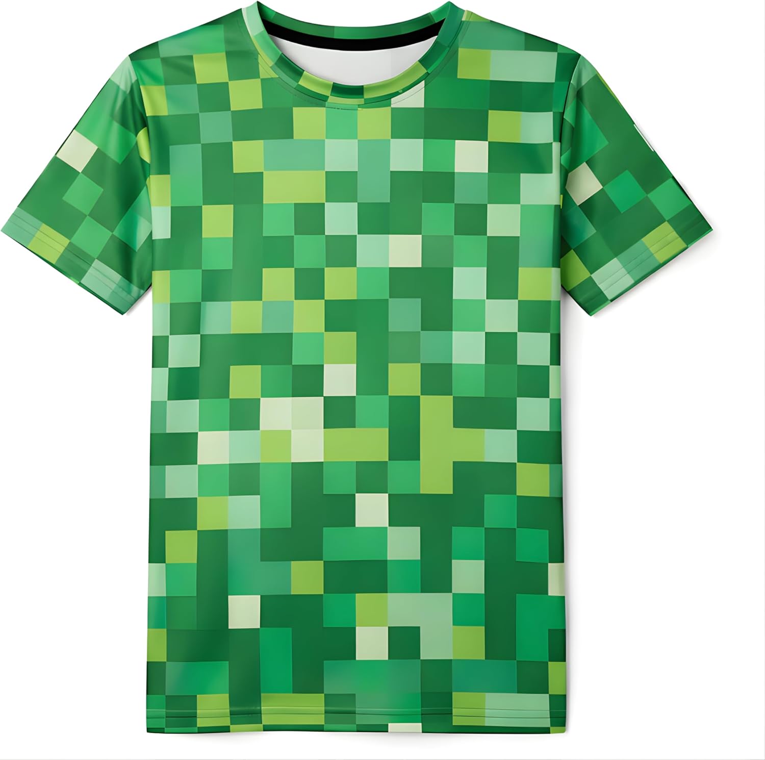 Pixel Green Face Costume Shirt for Mens Womens Adult Men Cosplay Pajamas Adults Halloween Christmas, M