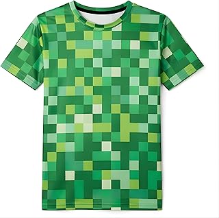 Mens Pixel Green Face Shirt Cosplay Adult Halloween Costume