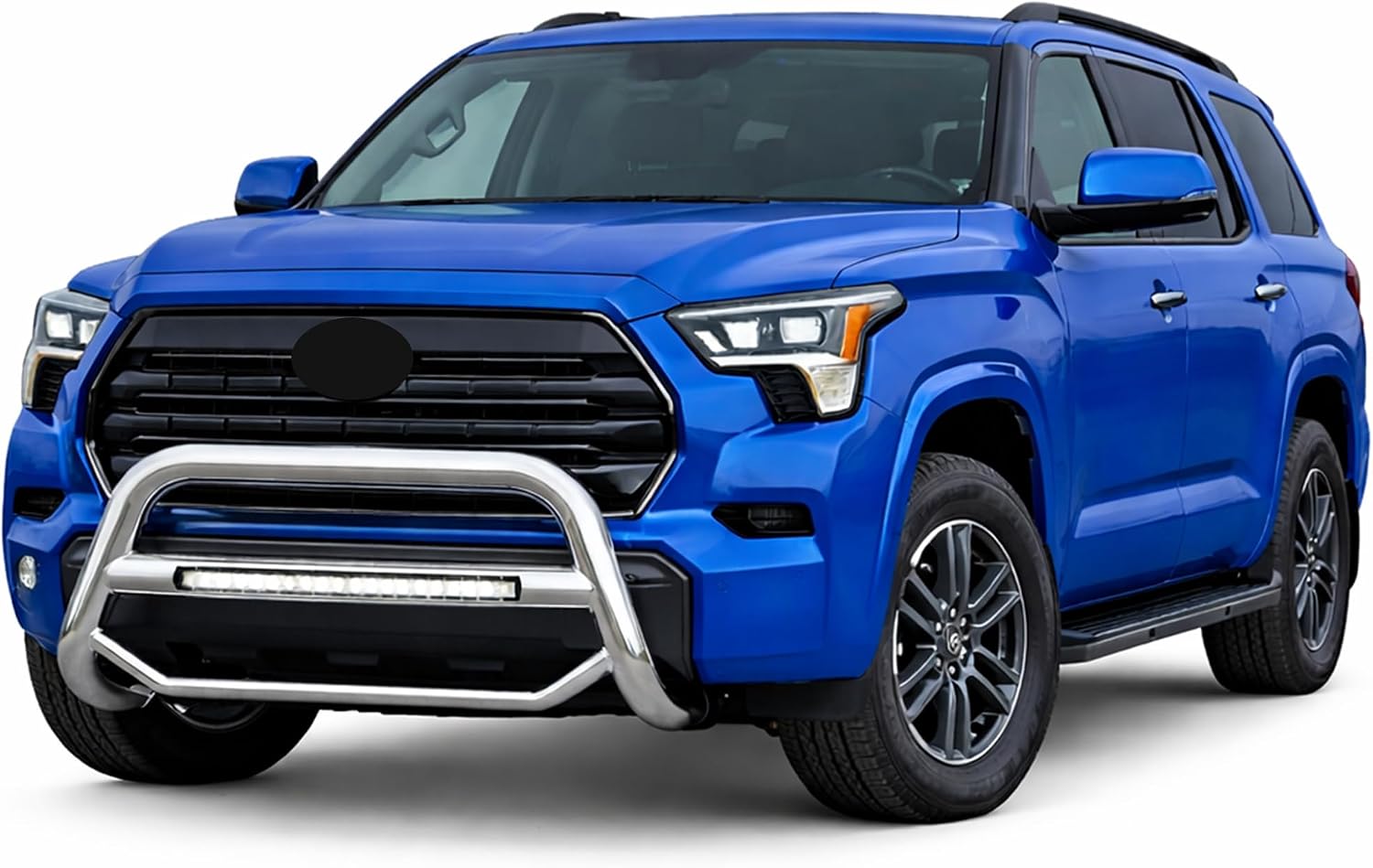 Black Horse MAX Beacon Bull Bar No Skid Plate Stainless Steel Compatible with 2007-2021 Toyota Tundra|2008-2022 Toyota Sequoia-MAB-TOD1009S