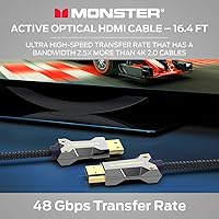 Vista 3 de Monster Cable óptico activo de la serie M con certificación Lightwave HDMI de 2.1-48 Gbps con conector de extrusión de aluminio, V-Grip, funda