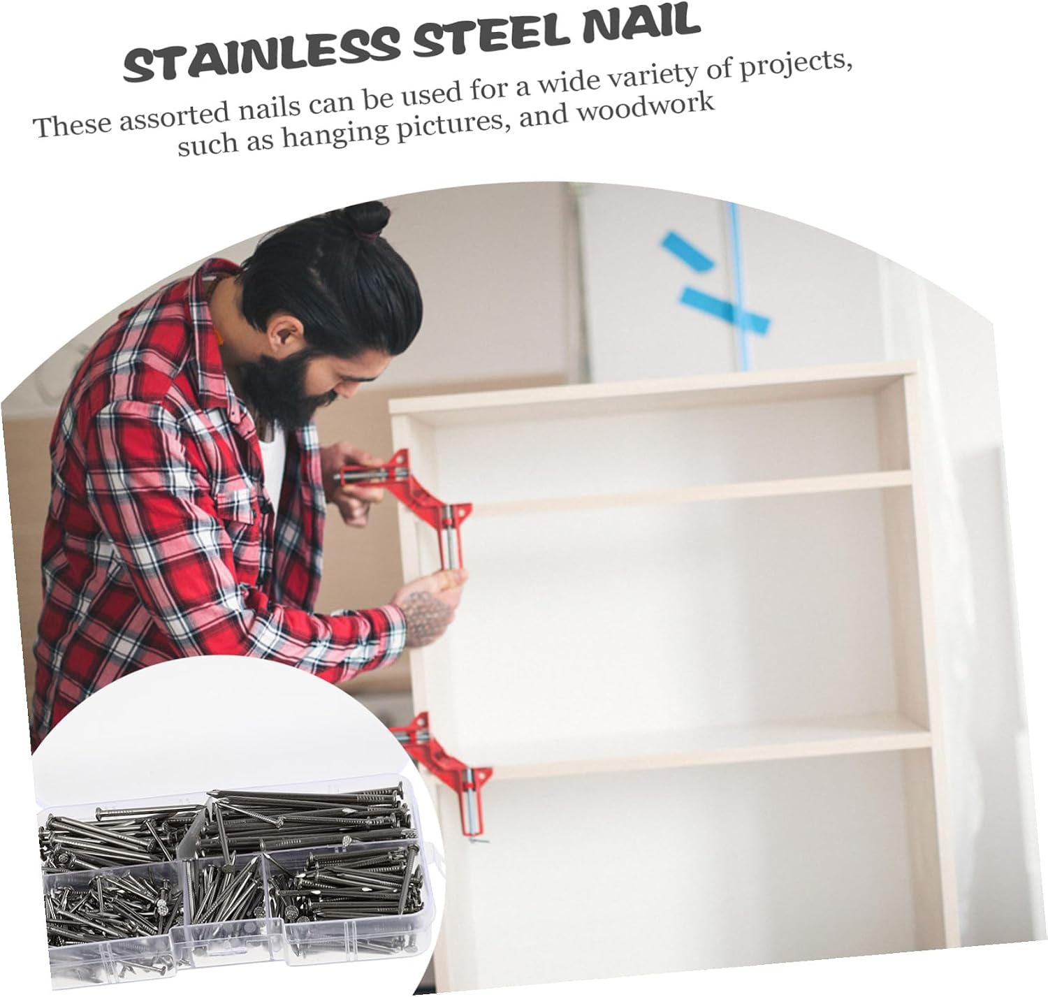 460pcs Stainless Steel Nails Picture Nails for Hanging Diy Crafts Flat Head Tip Head