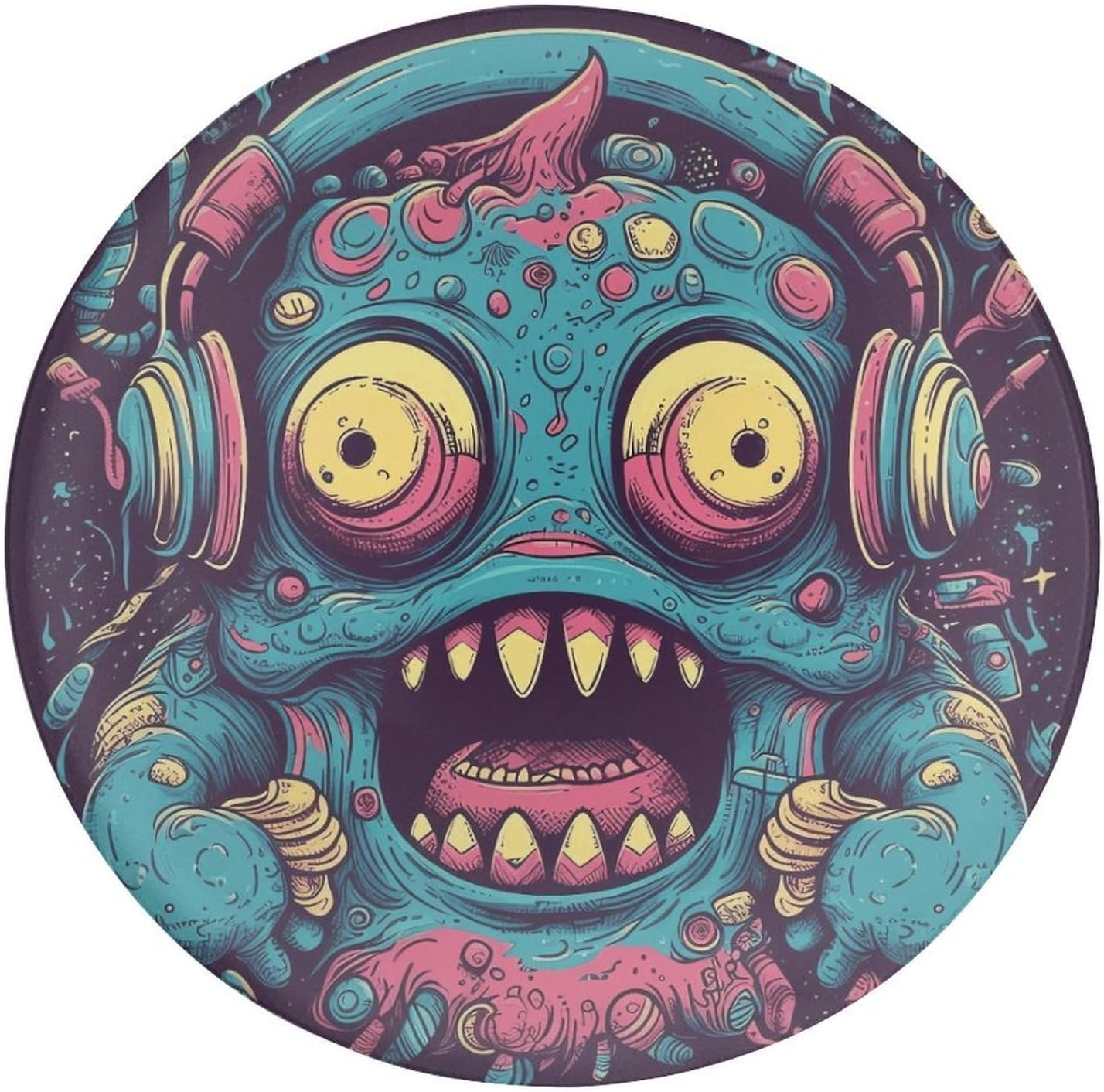 Love Music Monster Fridge Magnets for Home, Personalized Round Glass Refrigerator Magnets for Kitchen, Multifunctional Magnetic Stickers for Locker Decorations, Office 2 PCS
