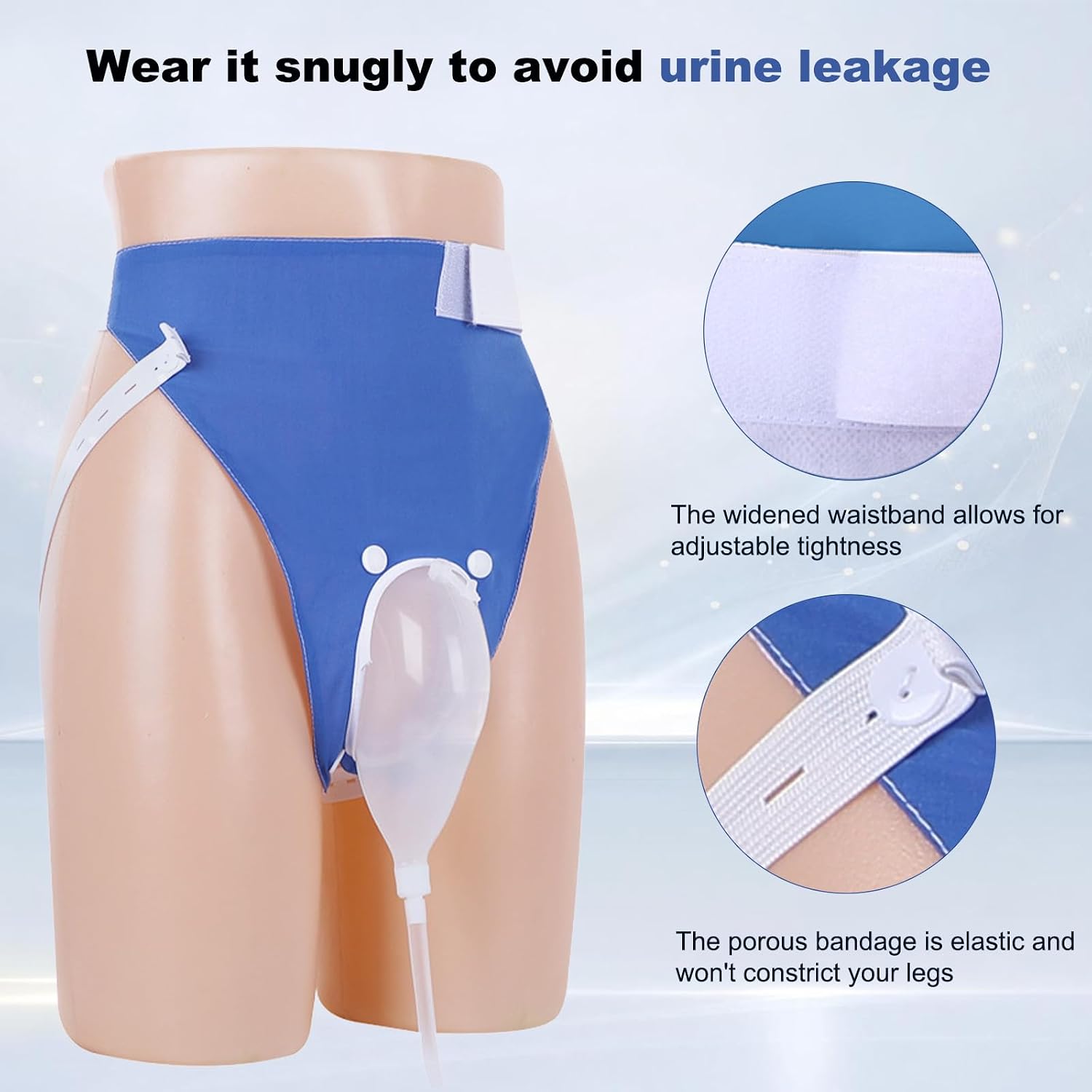 Reusable Silicone Urine Collection Bag – Wearable Urinary Drainage System with 2 Bags, Portable Urine Collector for Incontinence, Travel, Camping, Post-Surgery (Elderly Men)