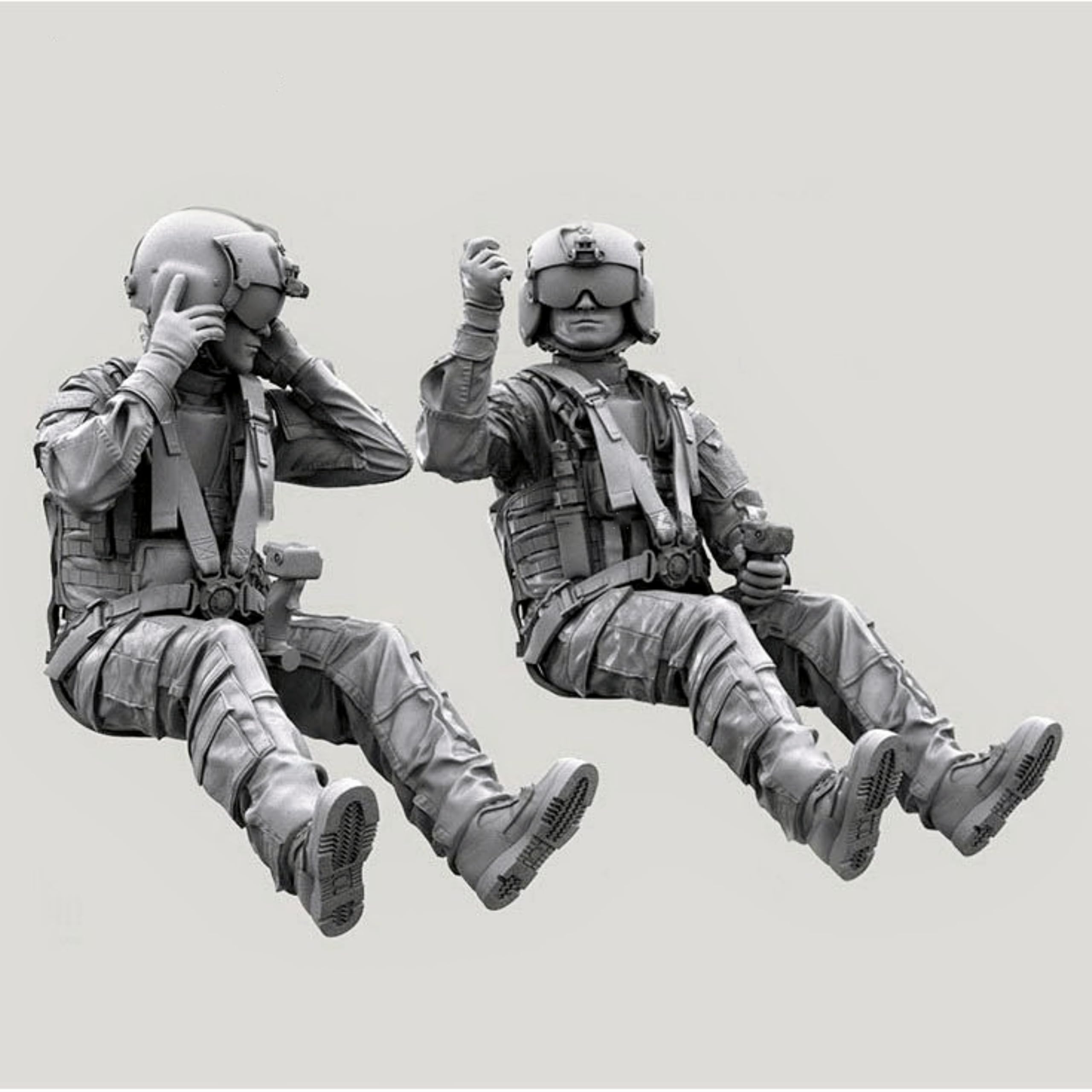 Kit De 2 Figurines Pilote D'hélicoptère En Résine 1/35 - Non Assemblé, Non Peint - Maquette Militaire à Customiser