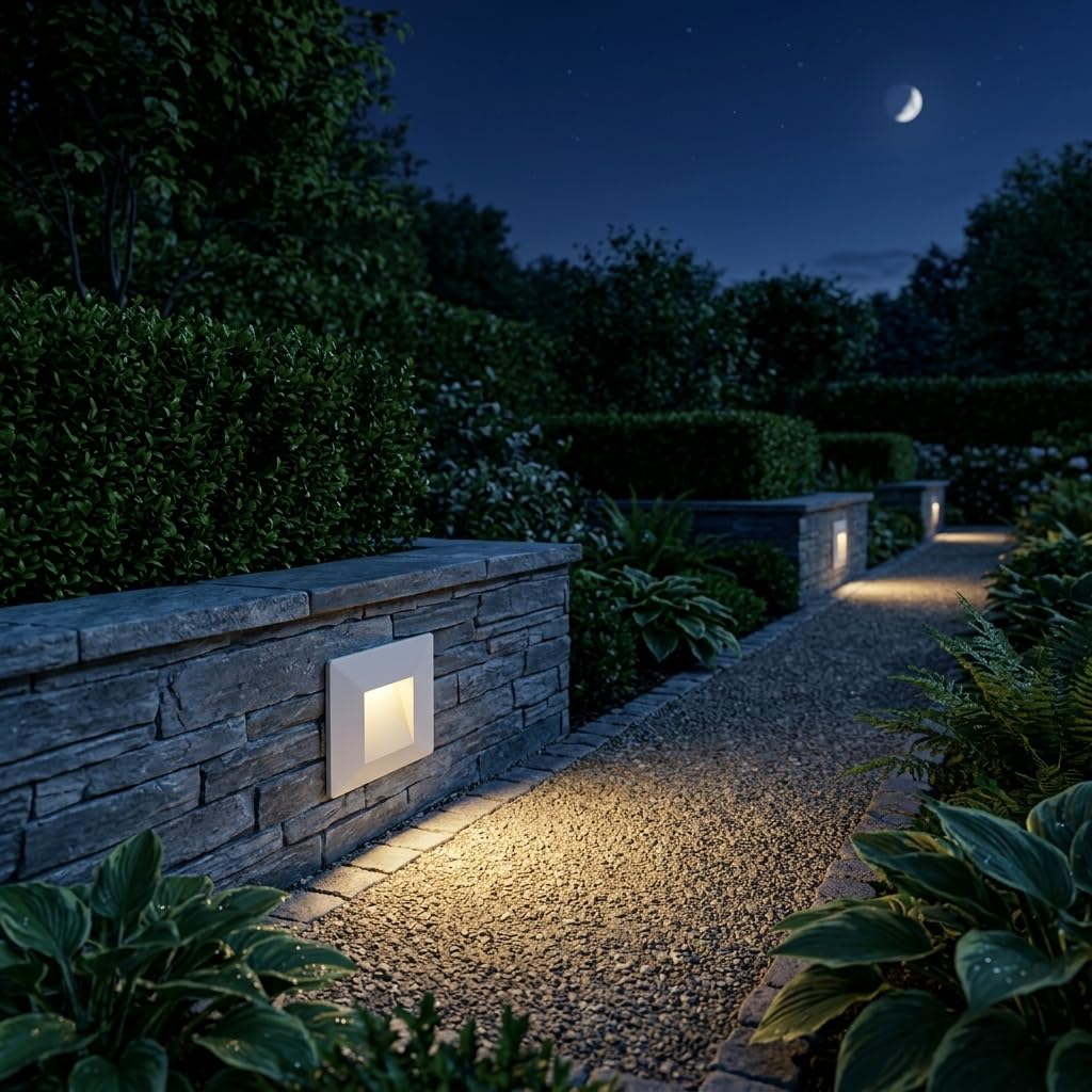 MAKA Faretto Segnapasso LED 3W IP65 da Parete 220V CCT Switch 3000K-6400K 270lm Rettangolare Luce Scala Interno Esterno Illuminazione Segnapasso Moderna (5 Pezzi)