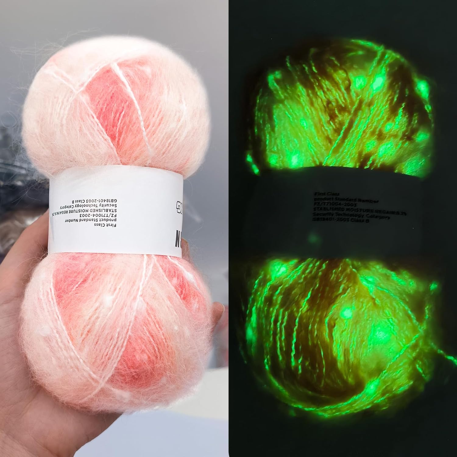 4PCS Glow in The Dark Mohair Gradient DIY Glow Yarn - 50g Multicolor for Clothes, Hats, Sweater & Scarf. (Purple and Blue)