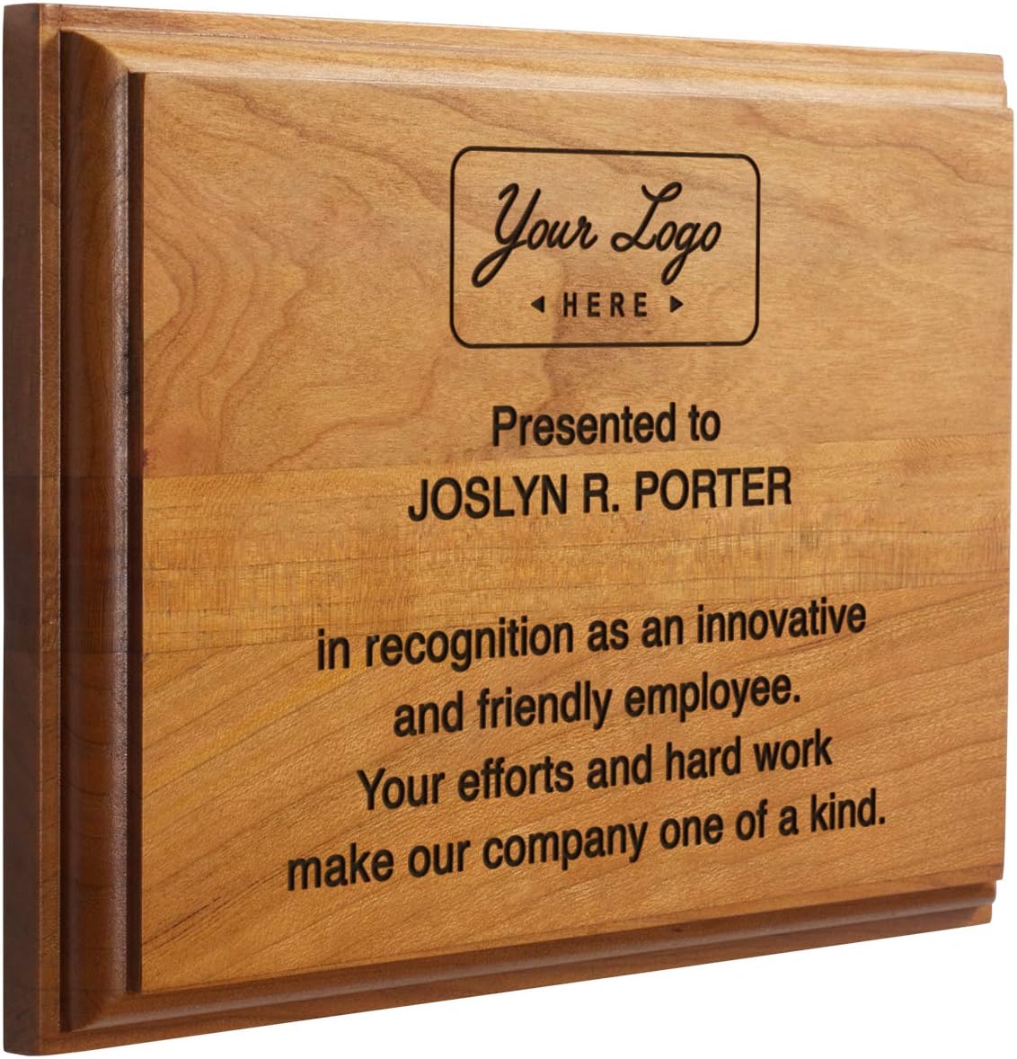 Solid Cherry Award and Recognition Plaque. Great for retirement, corporate awards, school, and sporting events. (9 x 12")