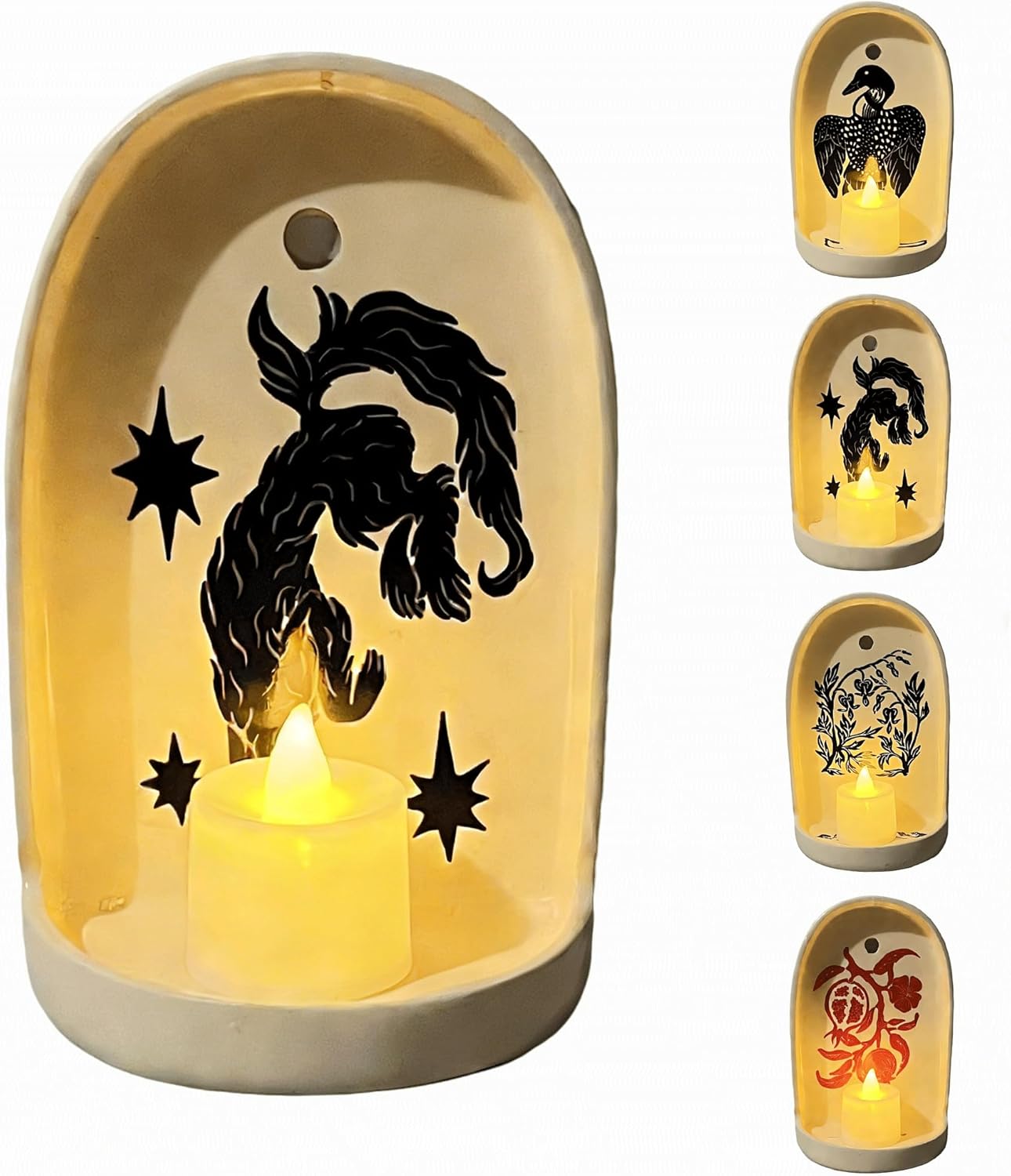 Sacred Wall Niche Collection, Handcrafted Hand-Shaped Ceramic Altar - Niche Decor & Candle Holder, Ideal Christmas/New Year Gift for Family Friends Colleagues (A)