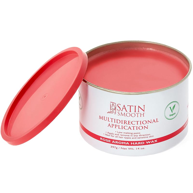 Cera depilatória dura Satin Smooth Ruby Rose com fragrância de rosa, sem necessidade de tiras, 397 g