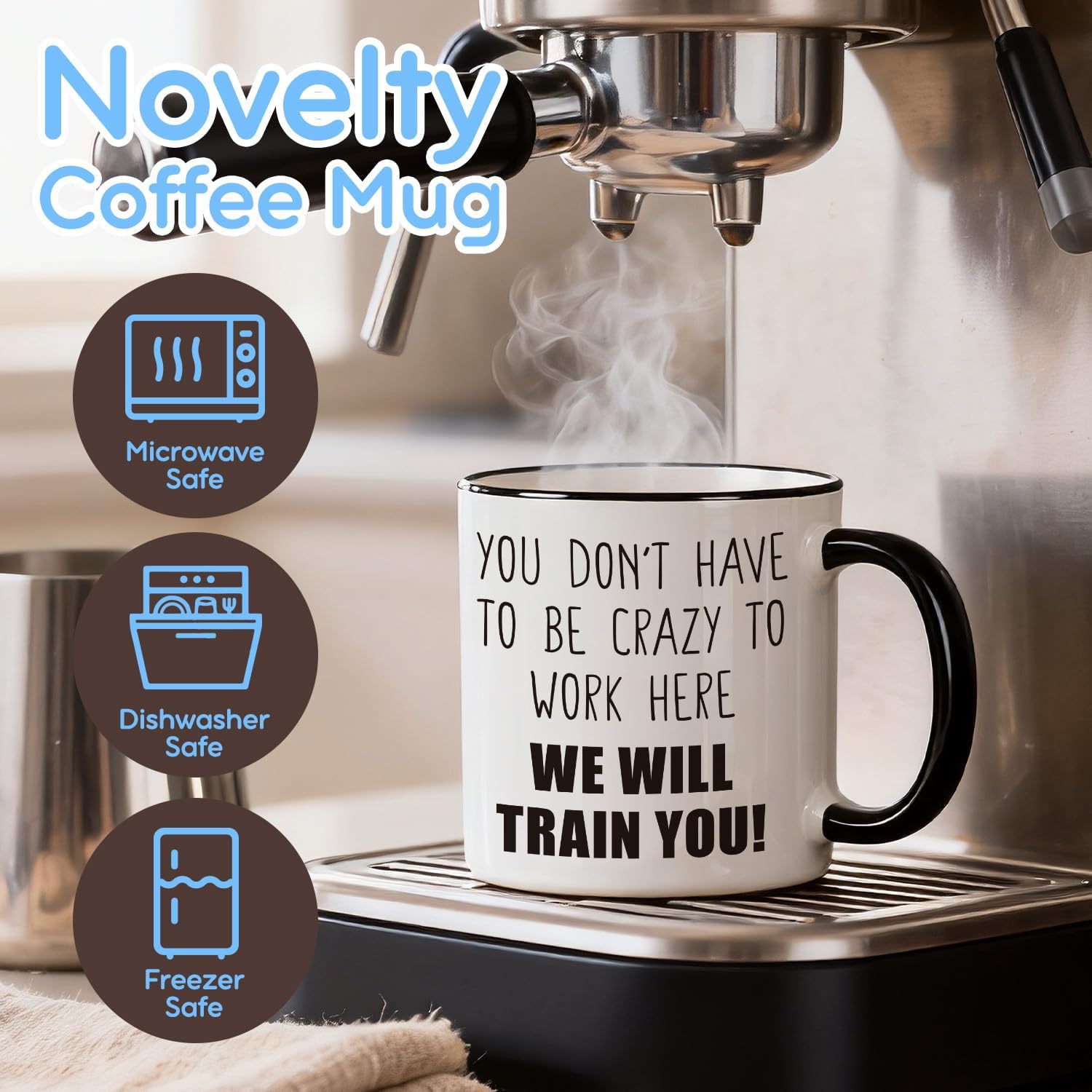 Funny Novelty Coffee Mug 11oz for Coworkers - You Don't Have to Be Crazy to Work Here We Will Train You Cup, Appreciation Christmas Birthday Friendship Gifts for Colleague Women Men - Image 3