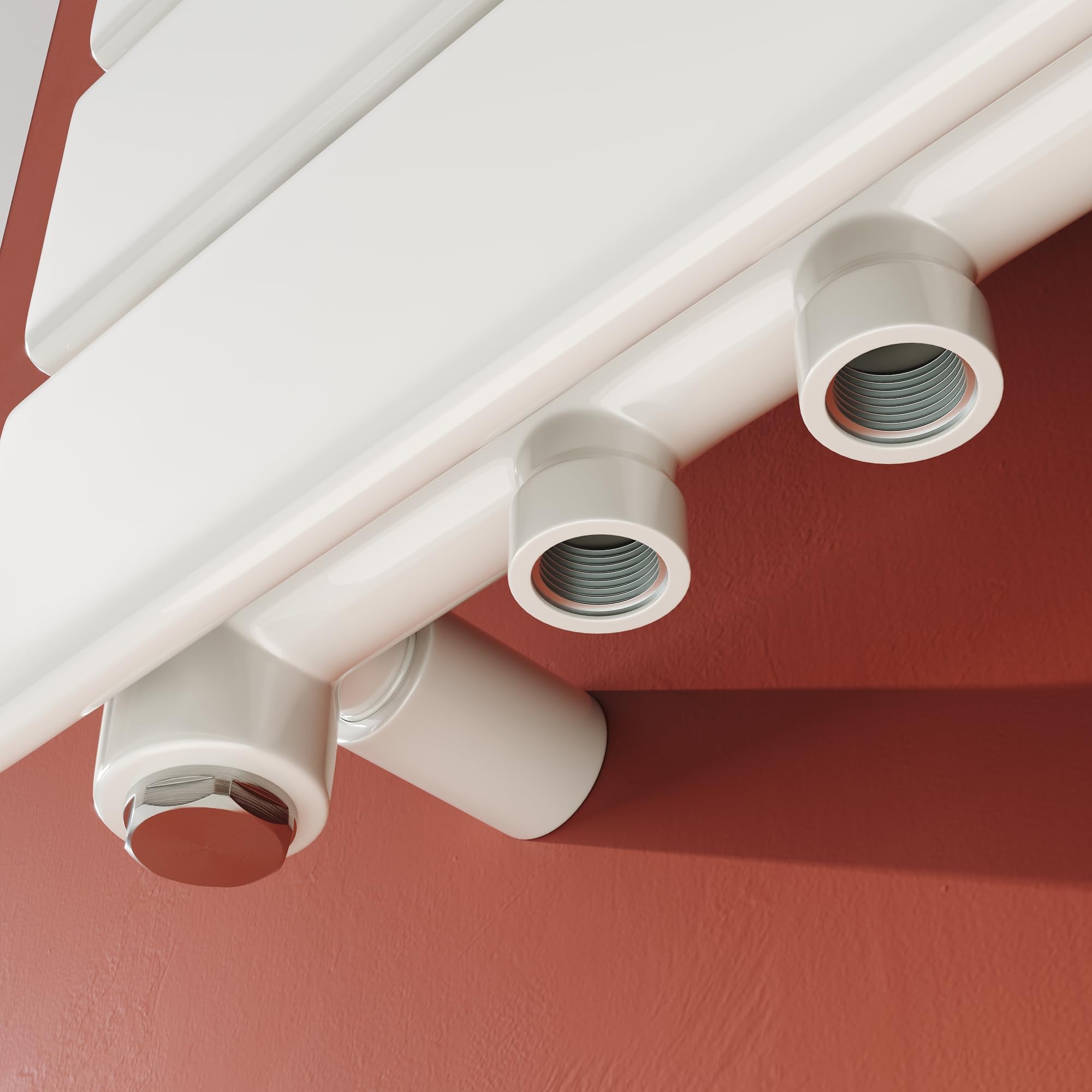 SONNI Termoarredo Design Piatto 1200x465mm Bianco 734W Orizzontale | Radiatore Piatto Monostrato 734W Per Bagno, Collegamento Laterale, Design Salvaspazio Per Ambiente Moderno