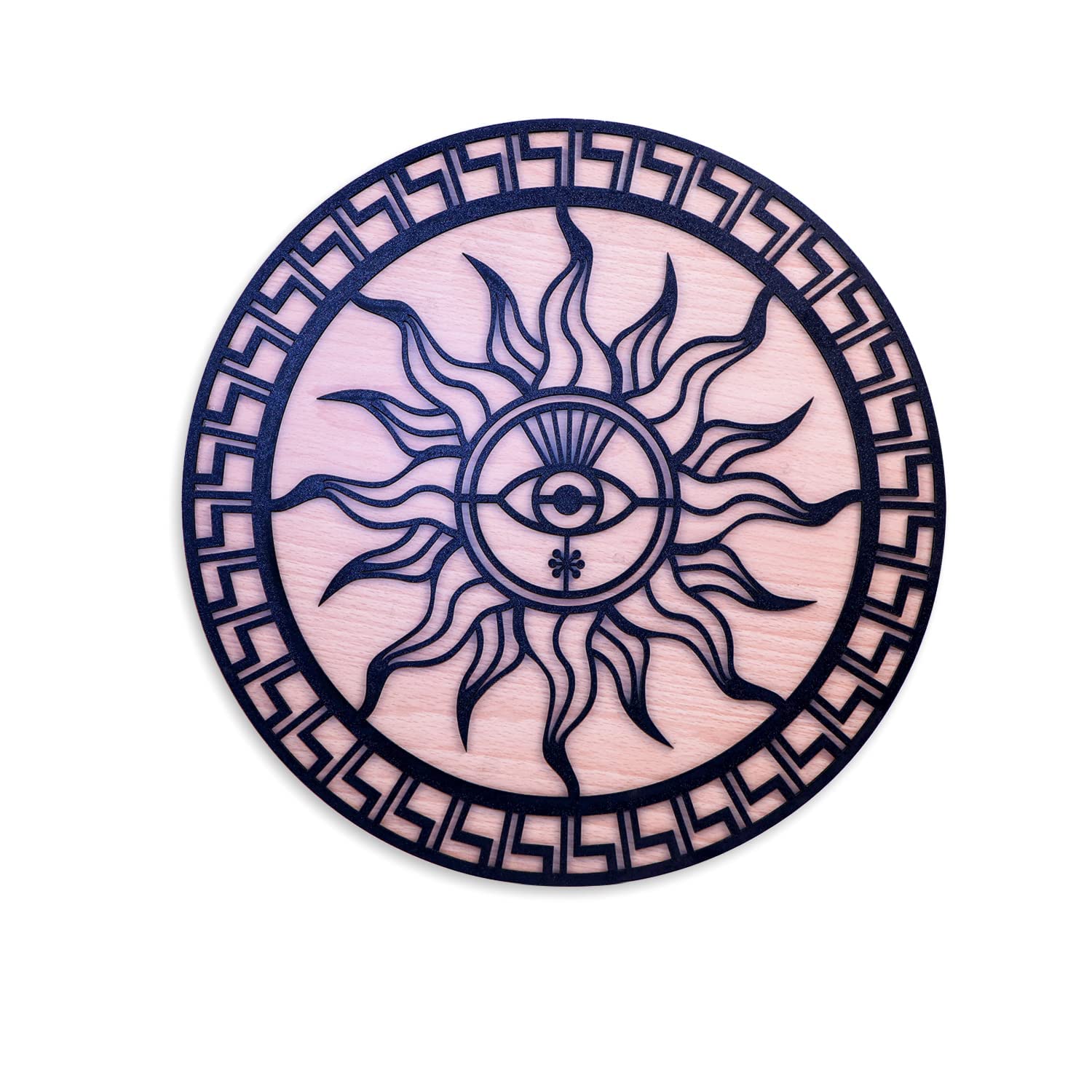 FAINLIST Wooden 3D Laser Cut Decorative Sun Wall Art | Sun Face Wall Hanging | Double Layered Wall art | Wall Panel Art | Laser Cut Decorative Sun Wall Art for Living Room,Bed Room,Office Decore.