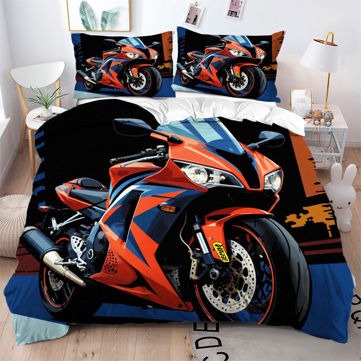Housse de couette 160x200 motard pour relooker la chambre ado