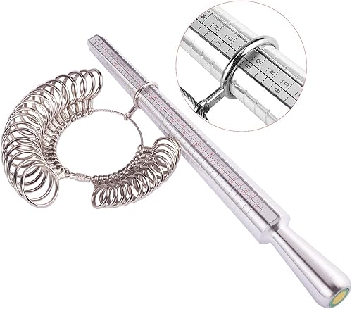 Miniatura 4 de Medidor de mandril de anillo, calibre de medición de dedos, calibre de anillo, 27 piezas, modelos de círculo de metal, herramienta de joyería