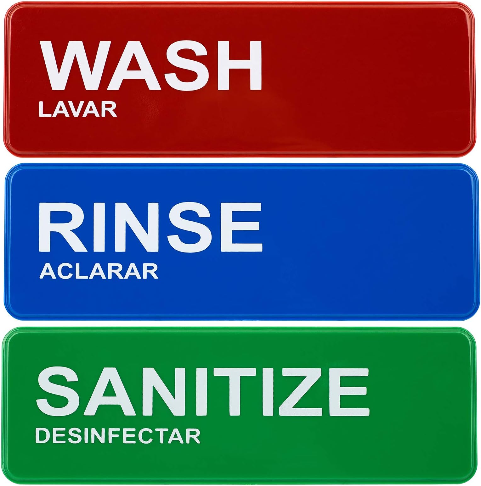 Wash, Rinse, Sanitize Signs 8.5" x 2.75" (3 signs)