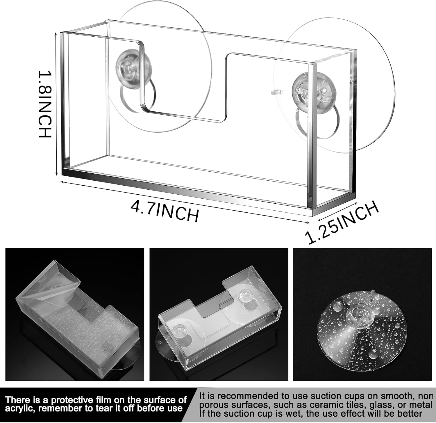 Cinnvoice 2 Pcs Window Mount Business Card Holder with Suction Cups Clear Card Holder Acrylic Single Pocket Organizer Display for Home Office(Rectangular,4.7 x 1.25 x 1.8 Inch) image 2