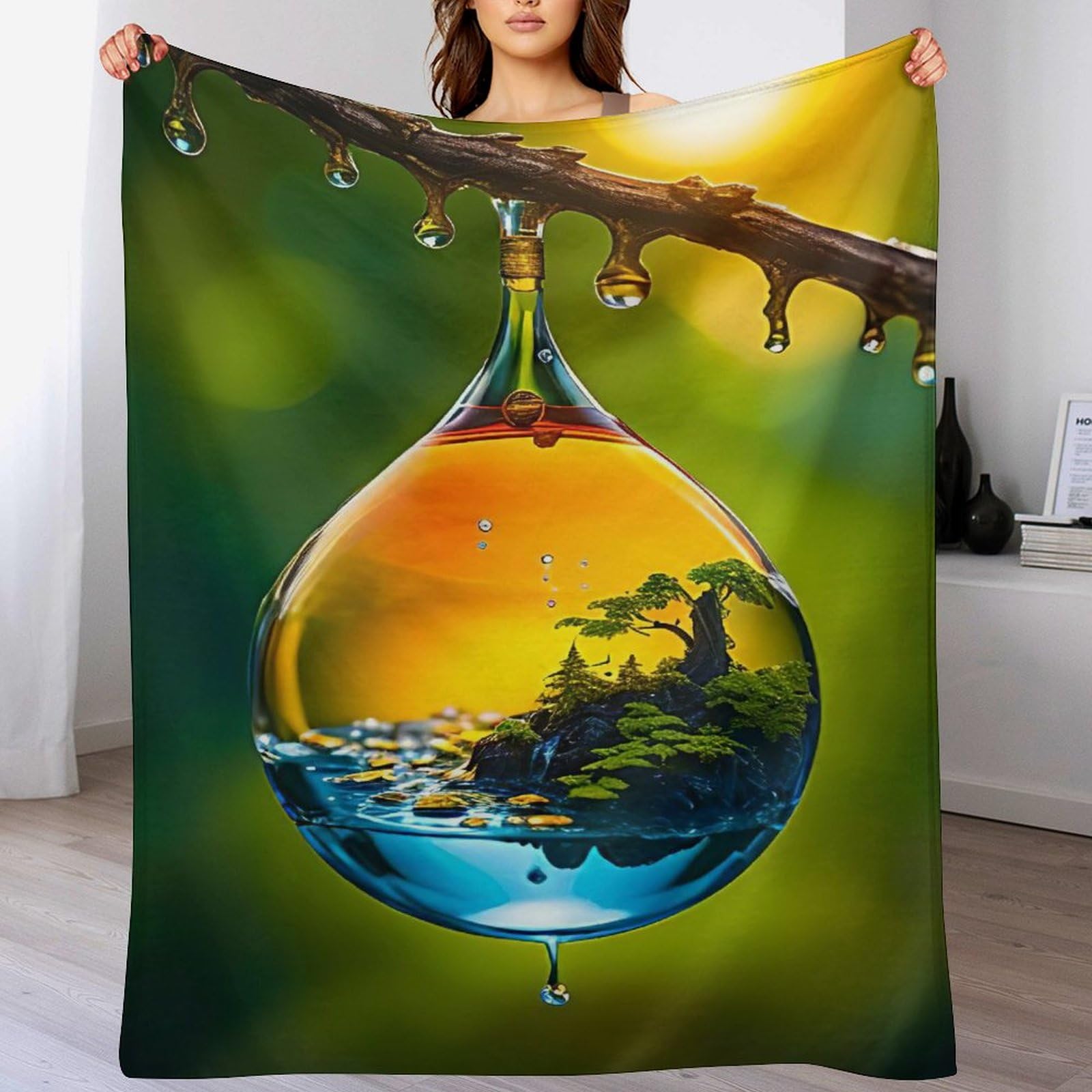 Couverture flannel douce gouttelettes d'eau pour vos soirées canapé
