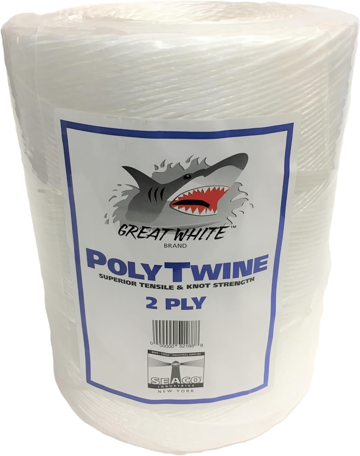 Great White® 2-Ply Poly Twine, 4200ft. Premium Tying Twine, Tie Wrap, Cardboard Bundle, Tiger Twine, Wrap, Moisture Resistant, Center top pull box, Heavy Duty (White)