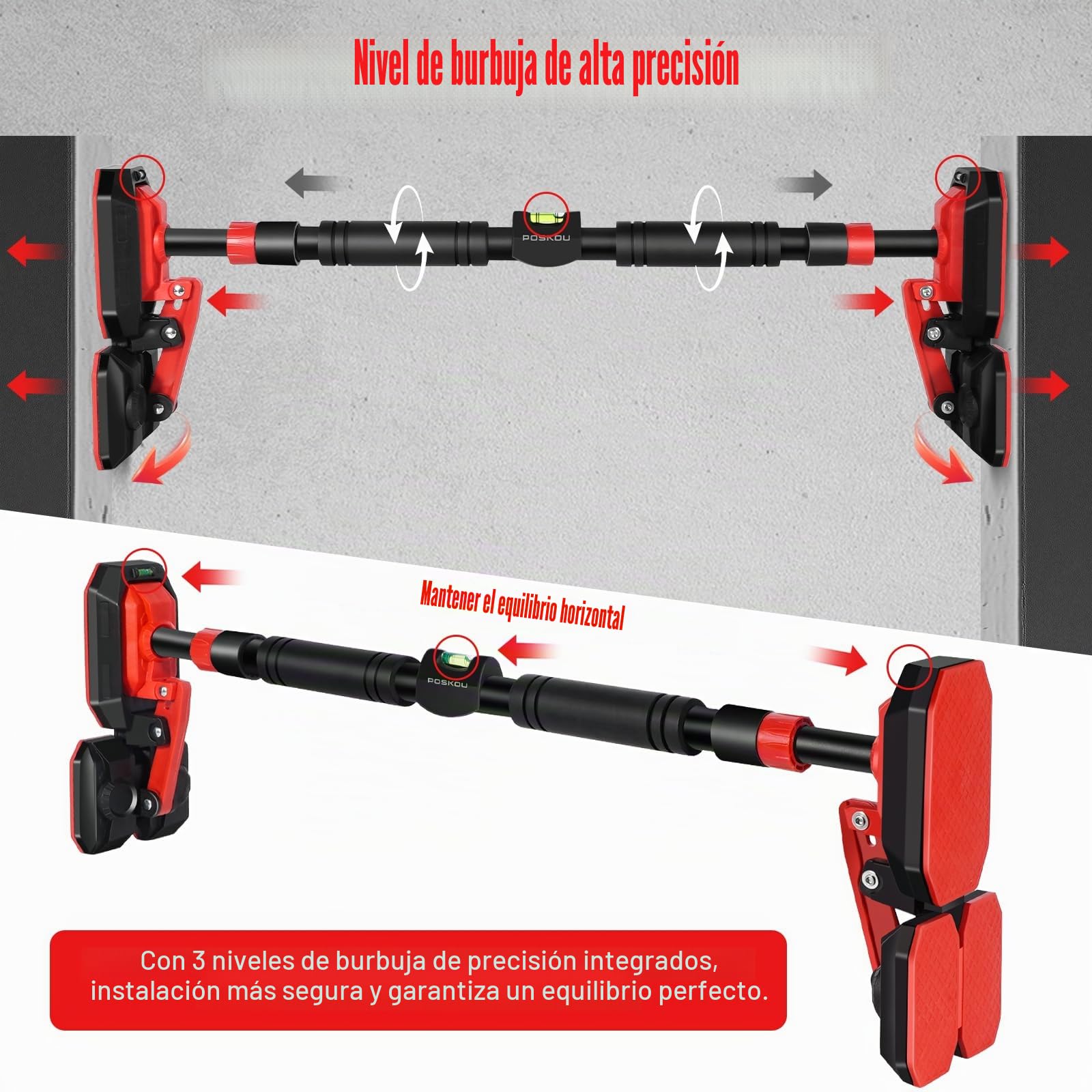 Barra de dominadas para puerta, barra de dominadas para el hogar, 76-100 cm (29.92in-39.37in), sin tornillos, equipo de entrenamiento en casa