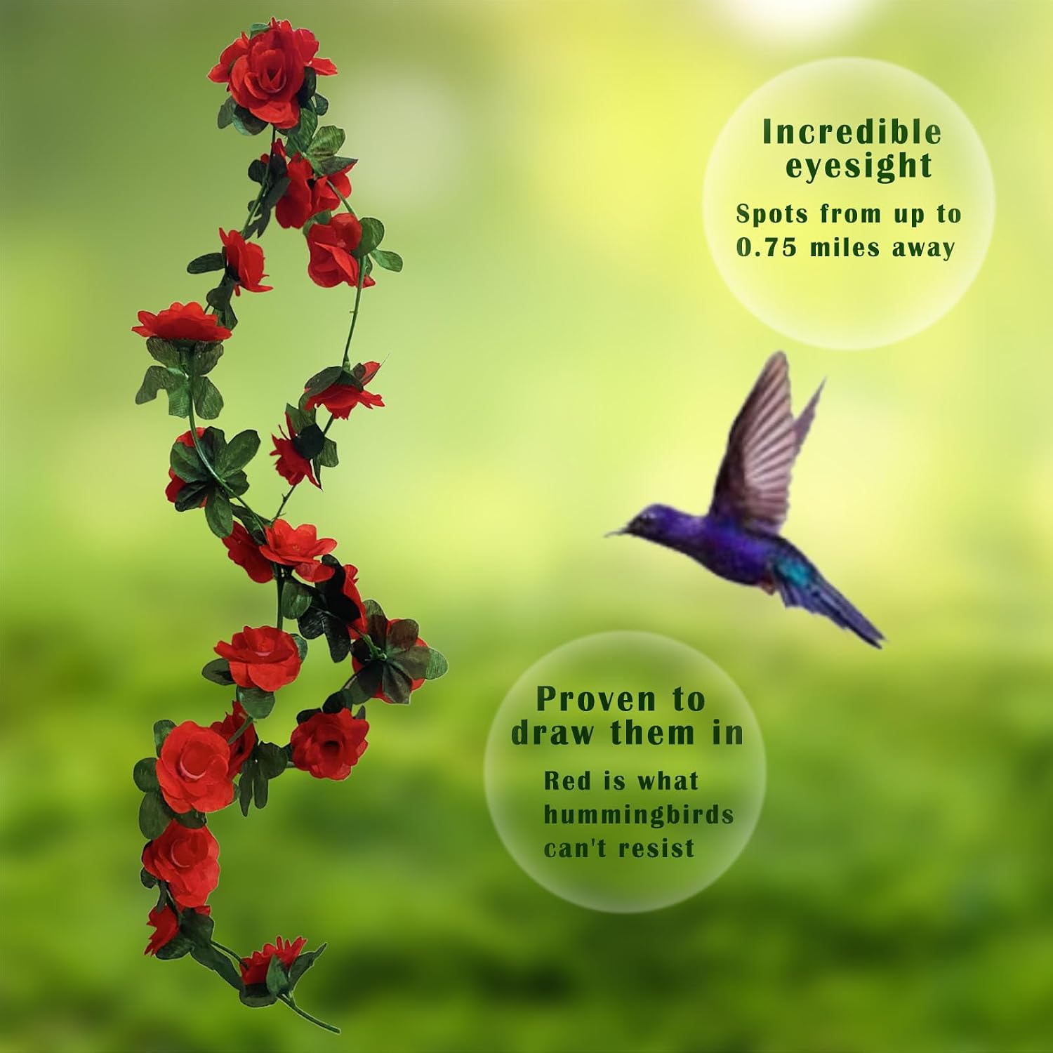 oasisofcalm Red Artificial Flower Vines for Hummingbird Feeders, 3-Pack with Hooks, Eye-Catching Decor to Attract More Hummingbirds image 2
