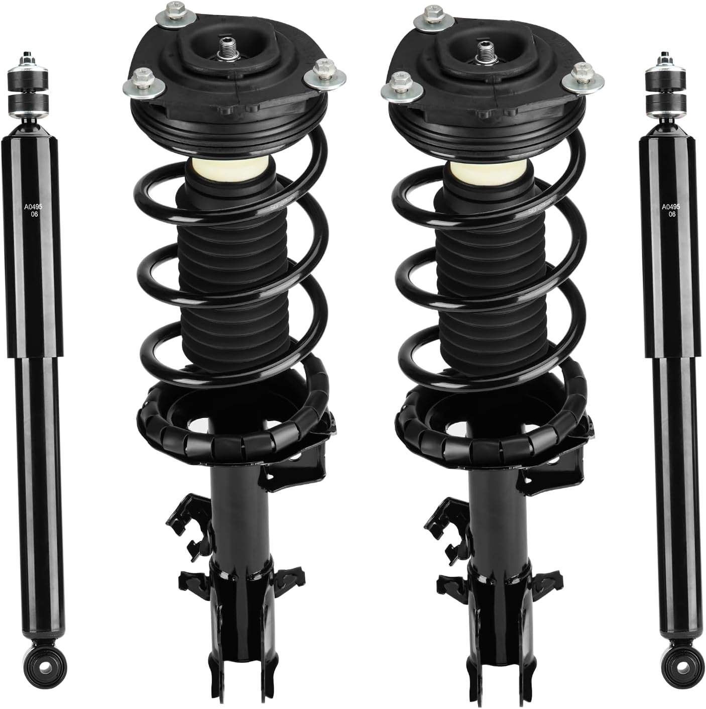 Front & Rear Strut Shock Assembly w/Coil Spring for Nissan Versa 2007 2008 2009 2010 2011 2012, Replace 172352 172351 343465, Left & Right, 4PCS