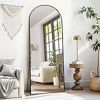 Rowjut Arched Full Length Floor Mirror 56x20 Black - Freestanding or Wall-Mounted for Living Room, Bedroom, Bathroom