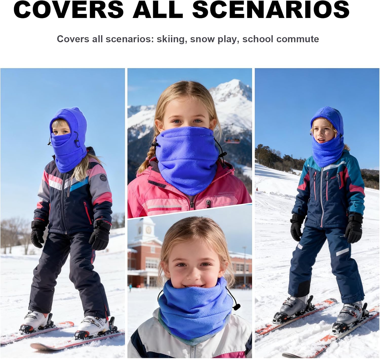 Your Choice Kids Balaclava Ski Cycling Face Mask for Cold Weather Girl Boy Children's Winter Outdoor Fleece - Image 6